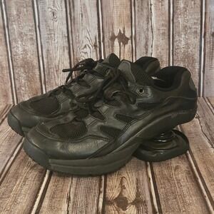 Sz 9 Womens Z-Coil Freedom Black Leather Orthopedic Spring Heel Sneakers VGUC